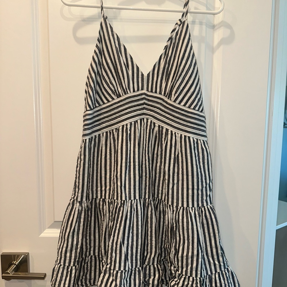 Black and White Striped Tiered Sundress